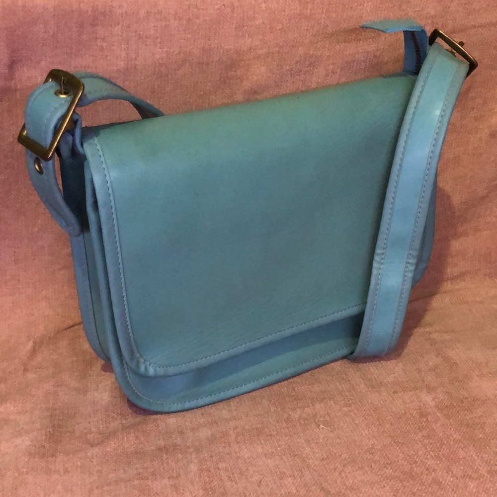 Blue Leather Shoulder Bag